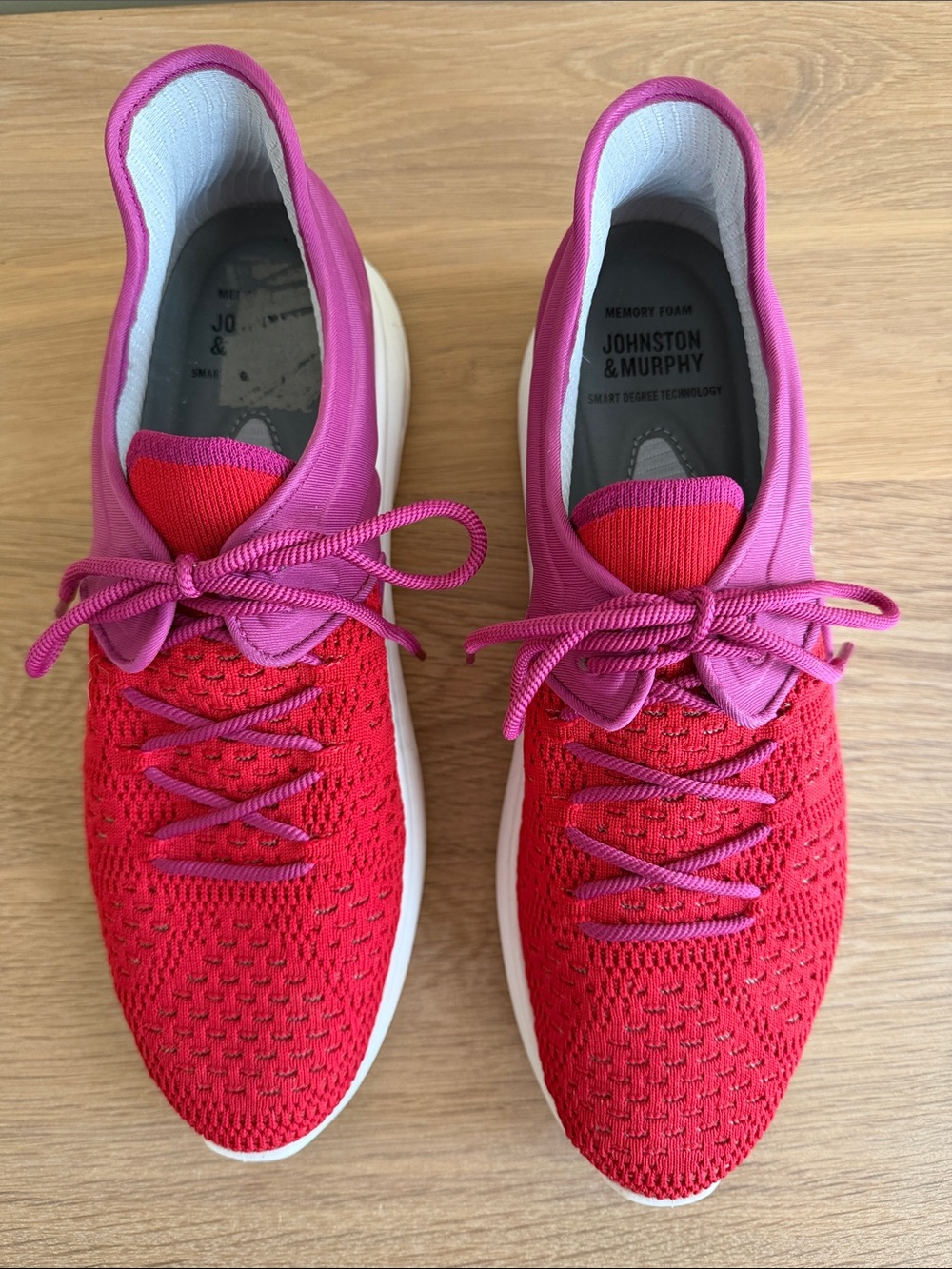 JOHNSTON & MURPHY SMART DEGREE KNIT SNEAKERS Red Purple Size 9.5